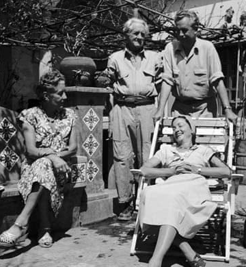 Blom family in a courtyard