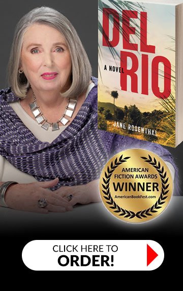 Del Rio Book cover with Jane headshot and award