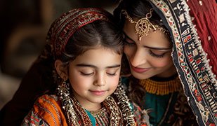 storytelling mother reading to daughter